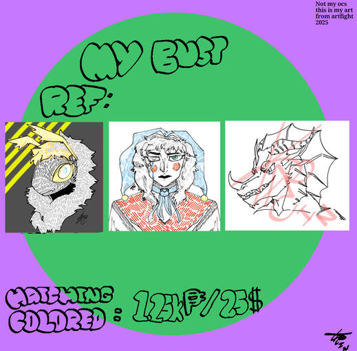 Examples of my bust/head hatching colored comms
